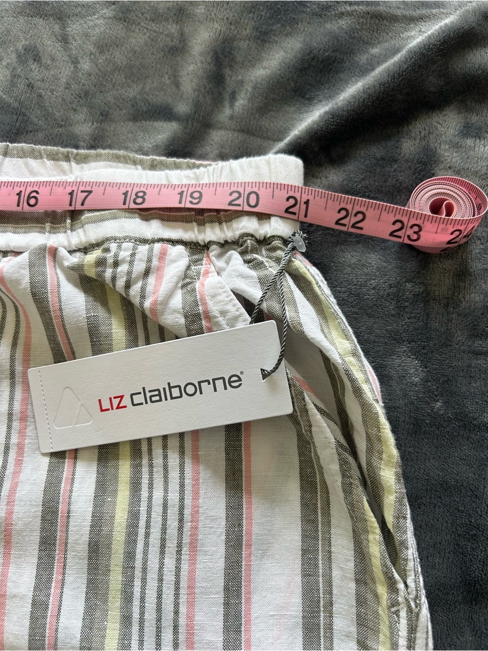 Liz Claiborne Olive, Pink and White Striped Capris - Picture 4 of 7
